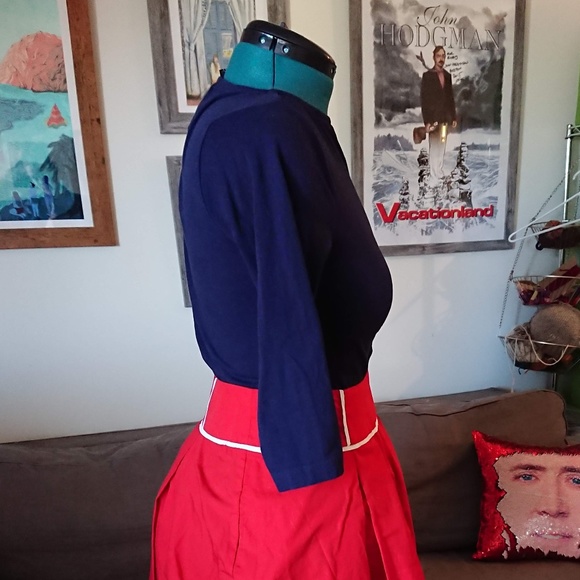 eShakti high boatneck navy jersey 3/4 sleeve top - Picture 3 of 3